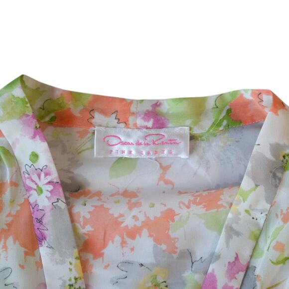 Oscar de la Renta Pink Label Floral Print Light Weight Robe Medium Large - Picture 3 of 7